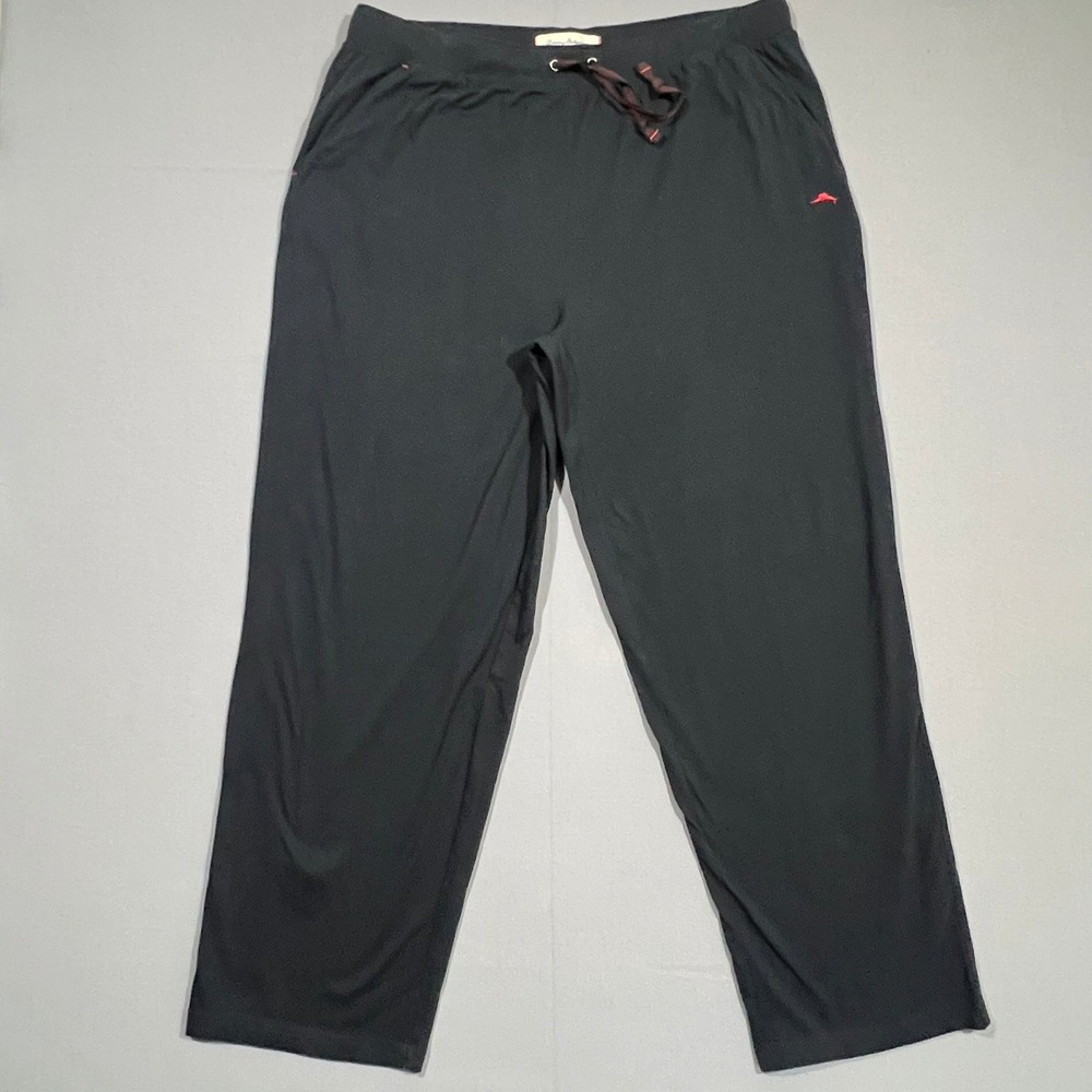 Tommy Bahama Lounge Pajama Pants Cotton Blend Drawstring Black Mens XL